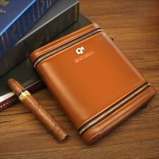 Brown Leather Cedar Wood Cigar Humidor Case Holder with Humidifier for 6 cigars picture