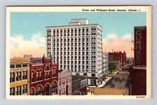 Decatur IL-Illinois, Water And Williams Street, Advertisement, Vintage Postcard picture