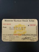 Vintage Rare 1957 - 1959  Missouri Kansas Texas Railway Pass Ticket picture