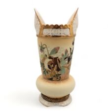 Antique Hand Painted Gold Gilded Enamel Floral Porcelain Vase Marked H&D 9” Rare picture