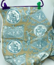 Vtg Scalamandre Fabric Remnant Directoire Toile Blue and Gold 48 x 45 in picture