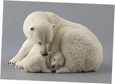 7.75 Inch Polar Bear Cub Cuddling with Mother Statue Figurine, White  picture