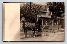 RPPC Young Boy Drives Horse Drawn Buggy Past Boarding House Livery VA Postcard picture