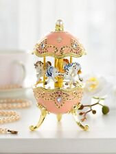 Keren Kopal Pink Wind up Horse Carousel Decorated with Austrian Crystals picture