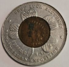 1901 Pan-American Expo Souvenir - Lucky Penny Pocket Piece - Encased Cent picture