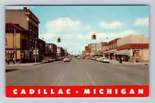 Cadillac MI- Michigan, Street Scene, Advertisement, Vintage c1958 Postcard picture