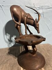 vintage Wooden Hand Made Deer Gazelle Ashtray 10” Never Used picture