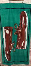 Vintage Boat Shoes Beach Towel Utica Topsiders  34”x64” USA MADE picture