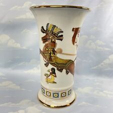 Egyptian Motif Porcelain Vase Made In Egypt 10” picture