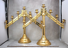 Pair of Older 7 Light Brass Candelabra, Adjustable Arms (CU800) Chalice Co picture