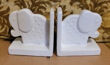 Cute White Polka Dot Elephant Bookends  picture