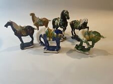 Set of 6 Colourful Chinese Horse Ceramic Figures (7E) MO#8683 picture