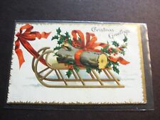 Christmas Greetings Happiness without limit -Postmarked 1907 Embossed Postcard. picture