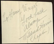 Mildred Harris d1944 signed autograph 4x4 Cut Actress & Wife of Charlie Chaplin picture