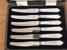 Set 6 Vtg Antique Fattorini Sons Bradford Mother of Pearl Handle Dinner Knives picture