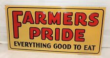 VINTAGE 1930'S FARMERS PRIDE EMBOSSED NOS TIN SIGN picture