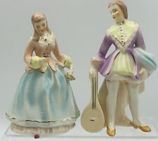 Pair Vintage Coventry Figurines Ceramic Holding Mandeline 5045b 5046b (K) picture