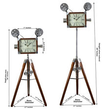 Floor Clock Vintage Studio Decor Projector Camera on Wooden Stand Victoria Clock picture