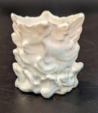 Antique Parian Porcelain Molded Toothpick Holder Waves and Shells White Blue picture