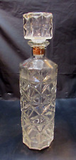 Vintage 1960's Seagrams Whiskey Decagon Diamond Pattern Glass Decanter w Stopper picture