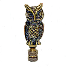 OWL LAMP SHADE FINIAL ~ ANTIQUE BRASS  (FINIAL THREAD) picture