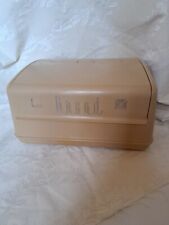 Vintage Lustro Ware Tan Plastic Bread Box Mid Century Retro hinged lid 50's picture