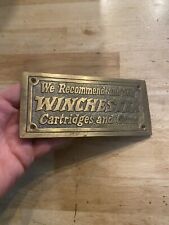 Winchester Sign Plaque Rifles Gun Gunsmith Brass Metal Patina Gun Collector GIFT picture