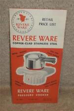 1940's REVERE WARE COPPER CLAD STAINLESS STEEL COOKWARE CATALOG BROCHURE PRICES picture