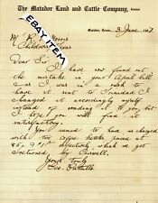 1907 writer GEORGE PATTULLO letterhead TEXAS MATADOR LAND and CATTLE COMPANY picture