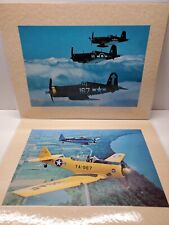 Two - WWII Fighter Plane Large Laminated Pictures (F4U Corsiars & T6 Texans) picture