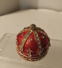 Very Small Red Enamel and Rhinestone Crown Trinket Box picture