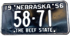 Vintage Nebraska 1956 Auto License Plate Nance Co Garage Wall Decor Collector picture