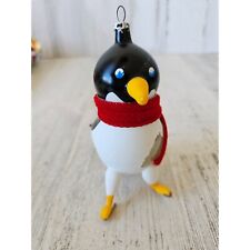 vintage Decarlini Penguin Italian glass ornament AS IS skating skater Xmas tree picture
