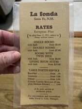 1950’s La Fonda Hotel Rate Card 1951 Santa Fe, New Mexico Rate HTF picture