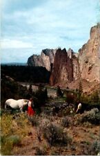 Vintage Postcard View of Smith Rocks on the Crooked River Oregon OR Horse   W600 picture