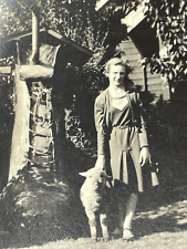 HF Photograph Odd Strange Pretty Woman With Lamb And Giant Shoe 1930-40's picture