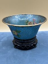 VTG Blue Transparent Enamel Cloisonné Bowl Handmade 4”W picture