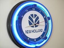 New Holland Farm Tractor Barn Garage Dealer Man Cave Neon Wall Clock Sign picture
