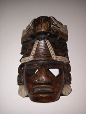 Mayan Aztec Hand-Carved Wooden Wall Mexican Tiki Mask 5.5