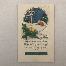 Christmas Postcard Post Card Vintage Embossed Antique Postmark 1924 picture