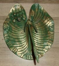 Vintage Cast Iron Metal Sundial Frog on a Lily Pad with Cat Tail Garden Decor picture