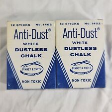 Vintage Anti-Dust White Chalk No. 1402 Binney & Smith 2 Box Lot 12 Sticks Each picture