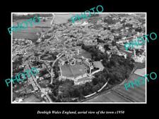 OLD POSTCARD SIZE PHOTO OF DENBIGH WALES AERIAL VIEW OF THE TOWN c1950 3 picture