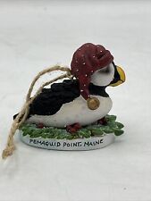 Vintage Souvenir Christmas Ornament Pemaquid Point Maine Bird Puffin Santa Hat picture