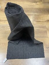 Antique Fabric Handwoven Primitive Textile Striped Roll Black Linen 490x17 in picture