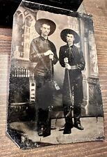 Antique Western Tintype Photo / Armed Cowboys with Rifles  1800s Guns Old West picture