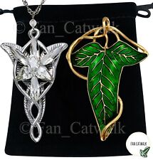 GOLD VEINS + Elven Leaf Brooch SET Pin Badge  Hobbit LOTR Lord of The Rings Cape picture
