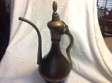 Antique Tinned Copper Ewer Finial Lid Mideast Ottoman Persian Washing Pitcher picture