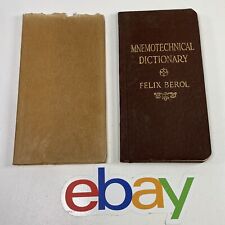 EXTREMELY RARE 1913 Mnemotechnical Dictionary by Felix Berol - 1st Edition A+ picture