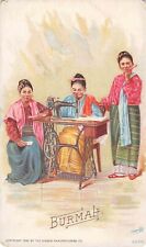 1892 Singer Manufacturing Co. Trade Sewing Card Burmah Burma picture